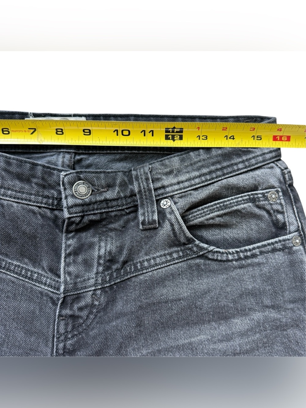 Free People We The Free Shelby Jeans 28 Black Flare Raw Hem Button Fly Denim Y2K - Picture 8 of 14